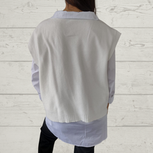 Cargar imagen en el visor de la galería, Conjunto Italiano de sweater con blusa, color blanco invierno
