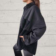 Cargar imagen en el visor de la galería, Chaqueta de cotelé con jeans, color negro
