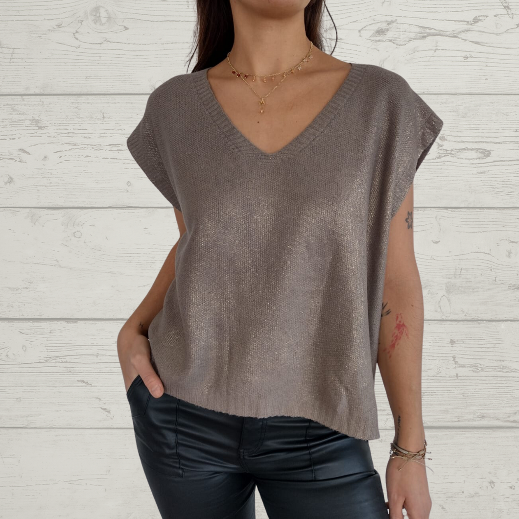 Sweater sin mangas italiano, color taupe