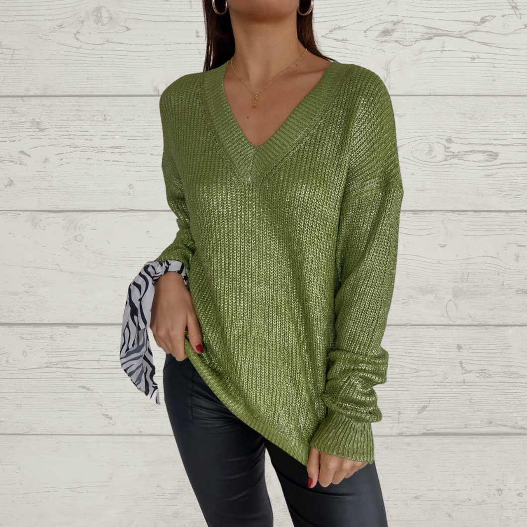 Sweater estampado brillo, Verde con dorado