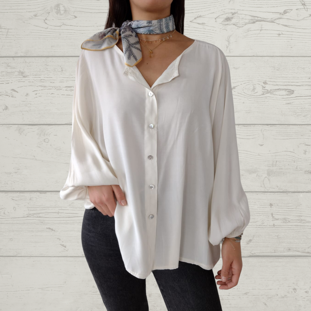 Blusa Italiana ancha, color blanco