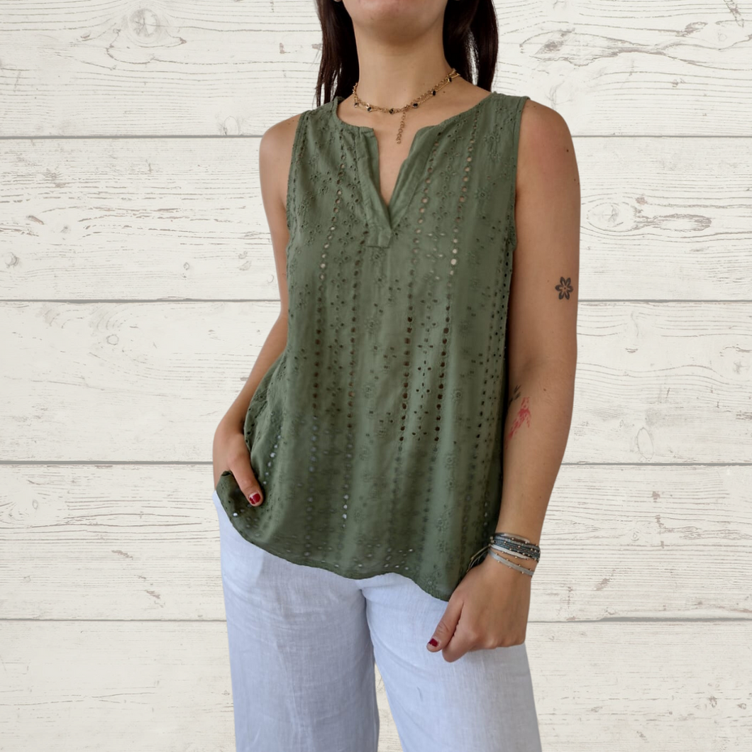 Blusa Italiana bordada, color verde