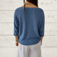 Cargar imagen en el visor de la galería, Sweater Italiano con brillo, color azul jeans
