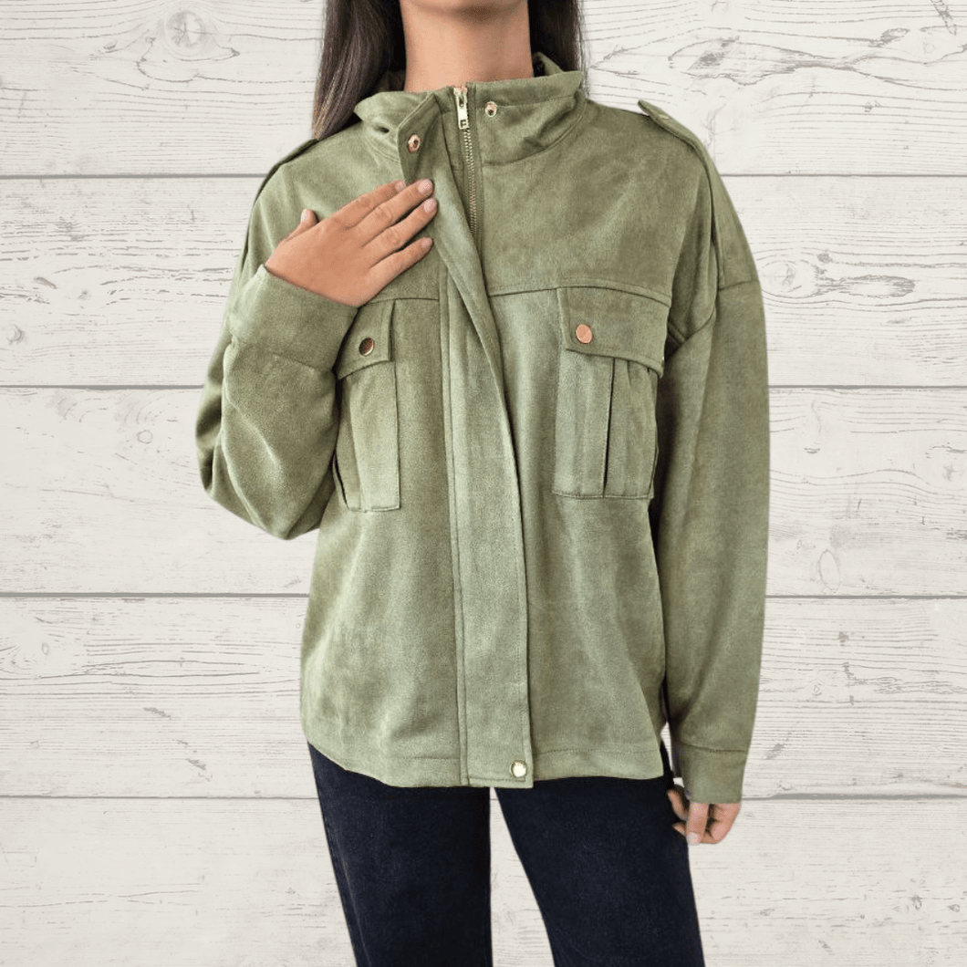 Chaqueta Broches Dorados, color Verde