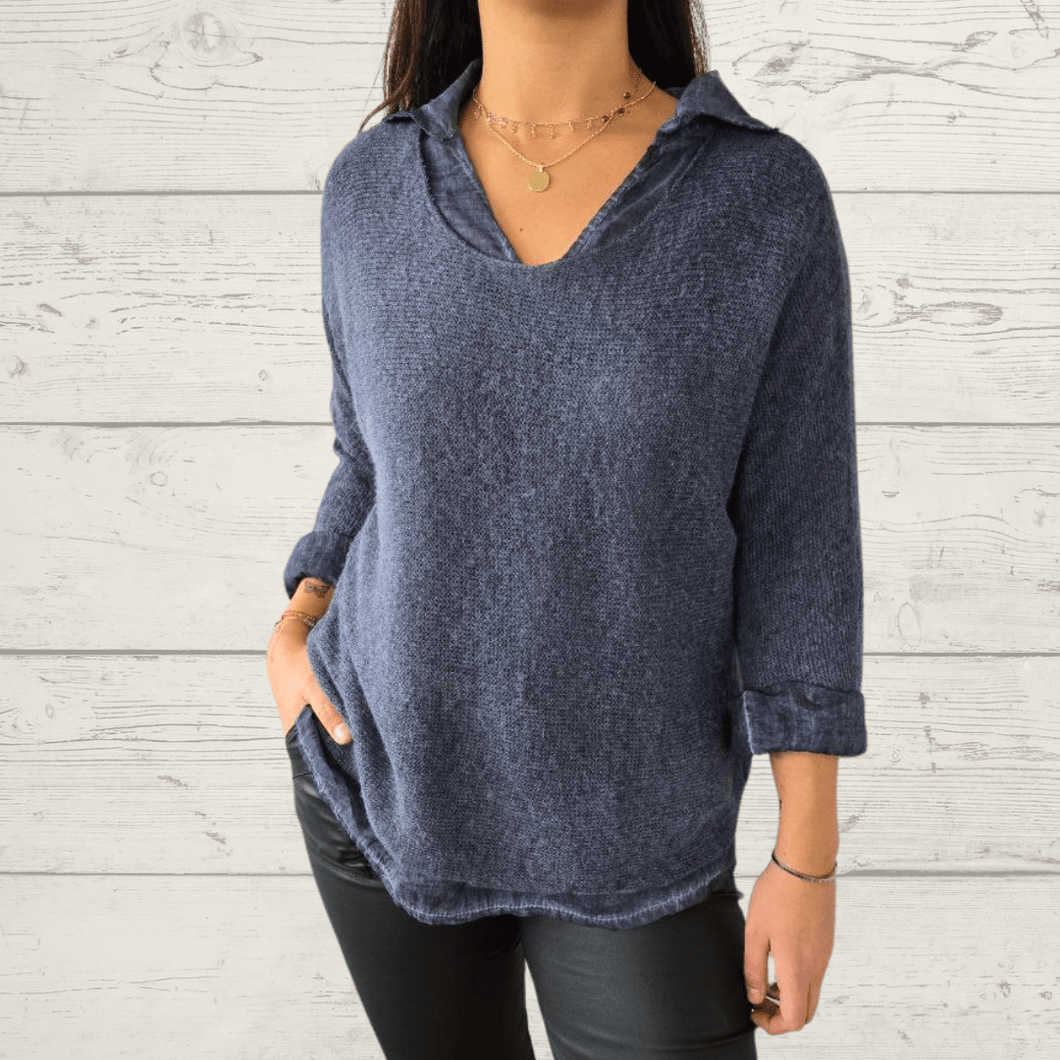 Sweater Italiano con blusa, color Azul