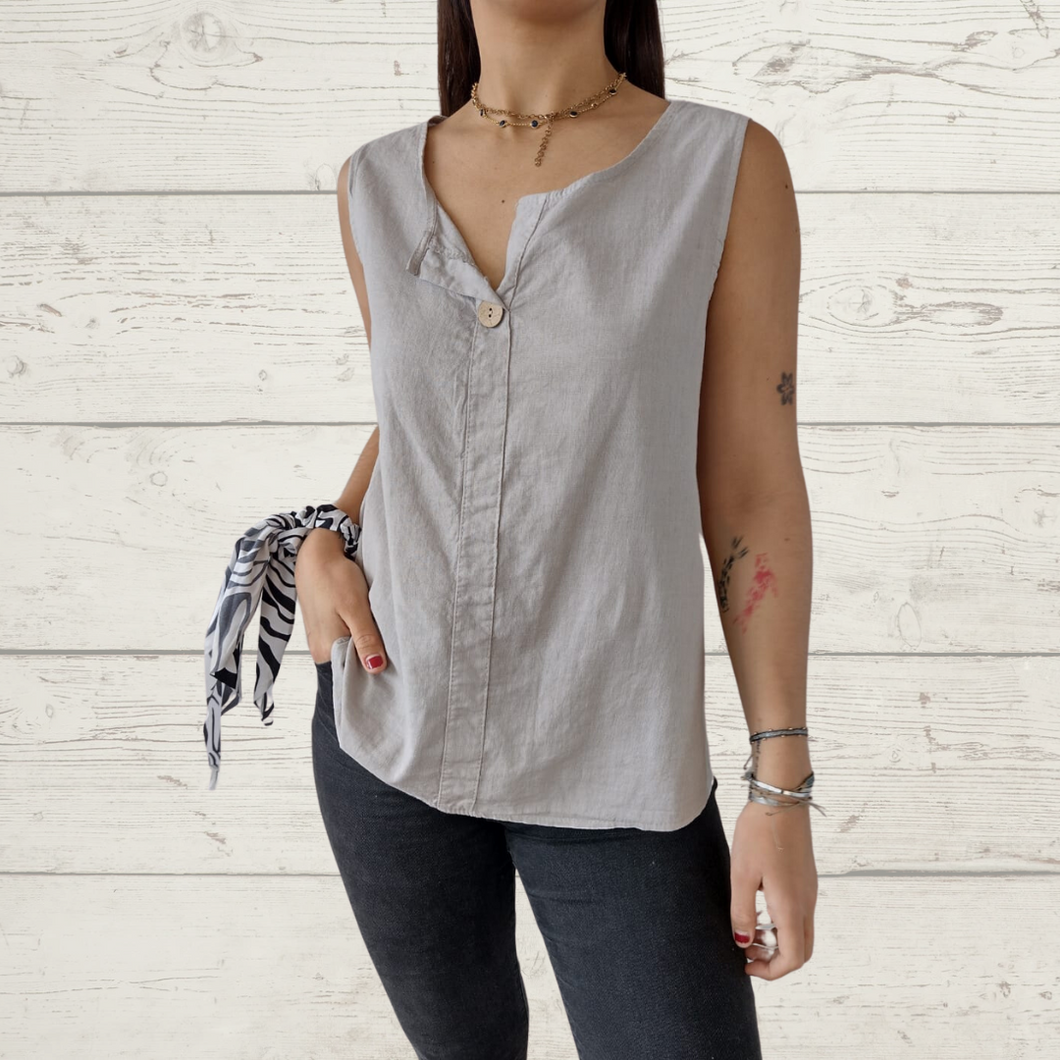 Blusa Italiana un botón, color taupe