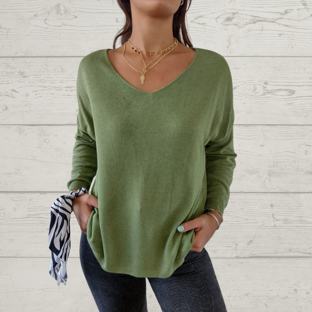 Sweater Italiano delgado, color verde manzana